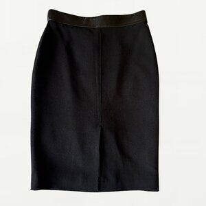 Tom Ford Wool Pencil Skirt w/ Leather Waistband
